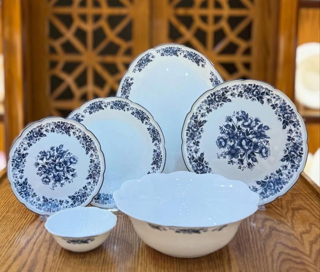 سرویس ۲۶ پارچه طرح ماهور آبی قالب نیلوفری